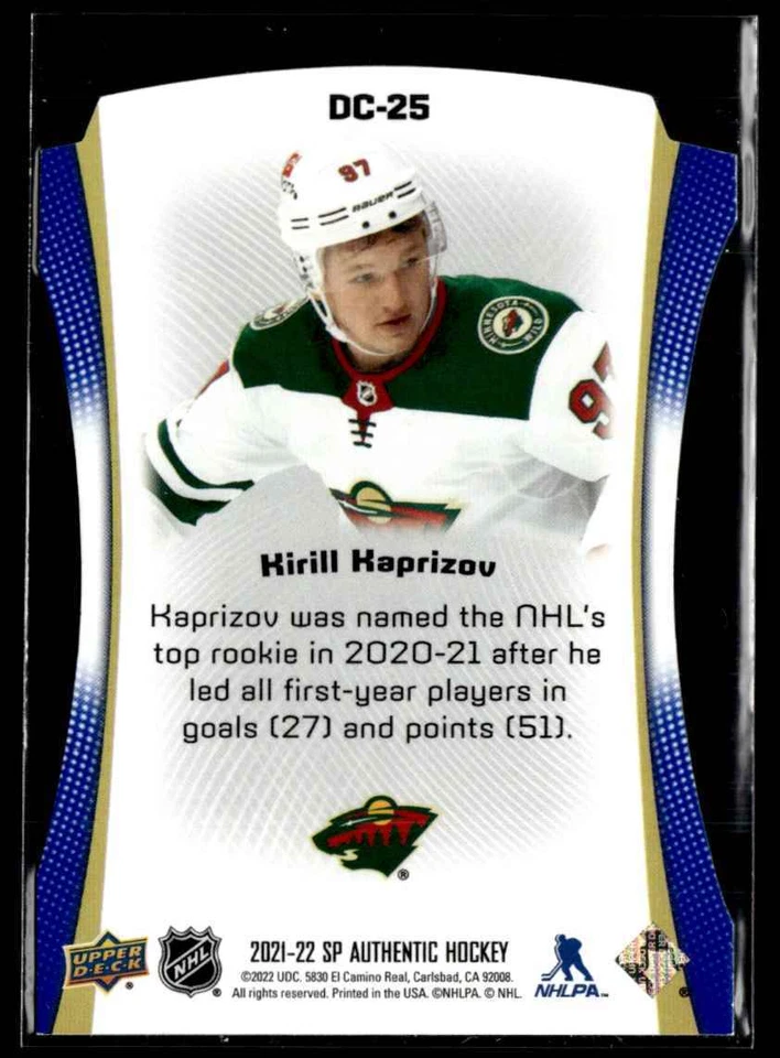 2021-22 Sp Authentic Die cuts blue Kirill Kaprizov #DC-25 H7R2F - Image 2 of 2