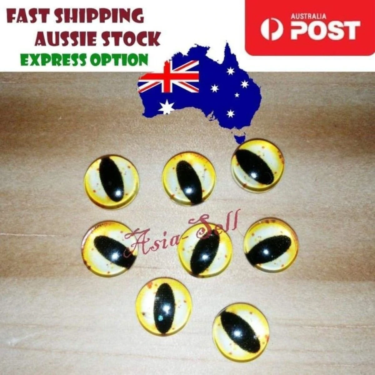 50pcs Yellow 6mm Glass Eyes Dragon Lizard Frog Eyeballs Model C ASIA