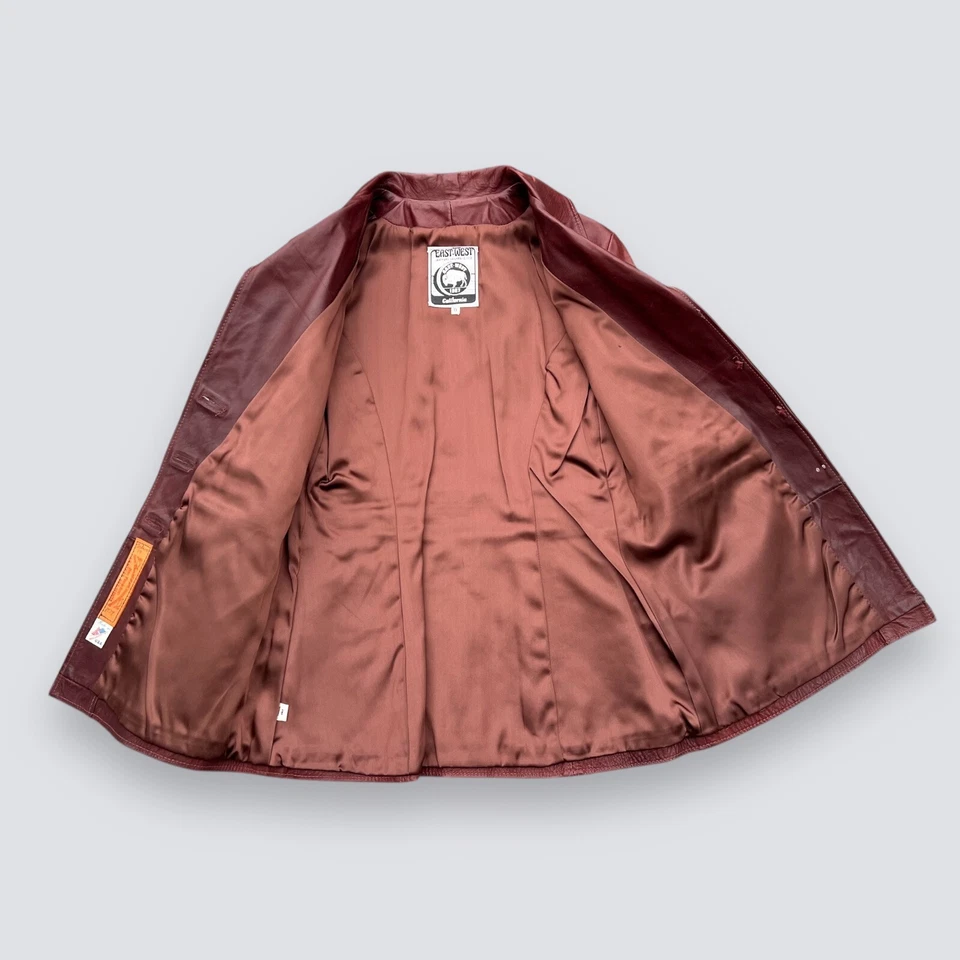 VINTAGE 1970s EAST WEST MUSICAL INSTRUMENTS LEATHER JACKET Blazer Coat 70s XS - Image 4 of 4