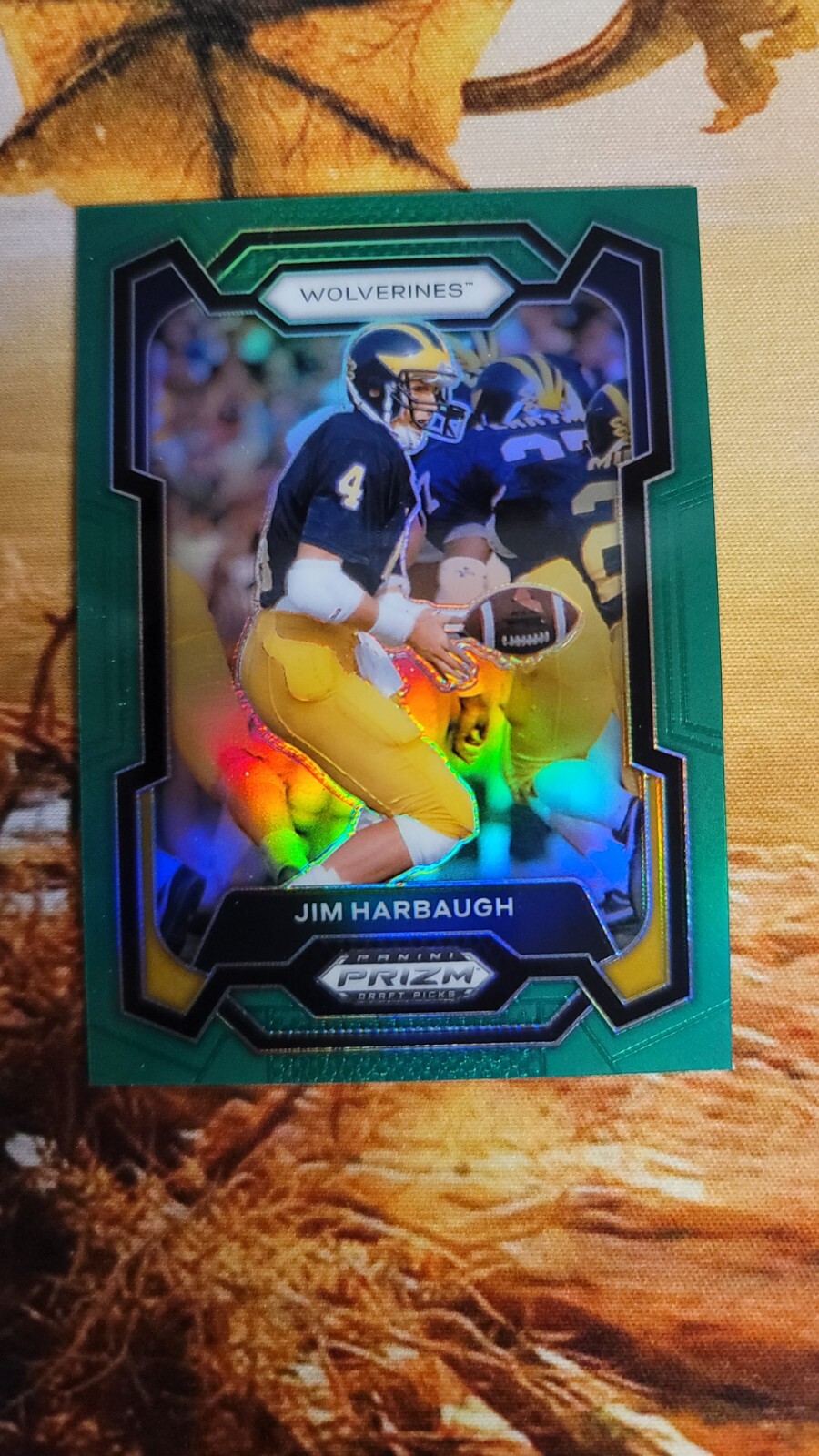2024 Panini Prizm Draft Picks #50 JIM HARBAUGH GREEN PRIZM - Michigan Wolverines