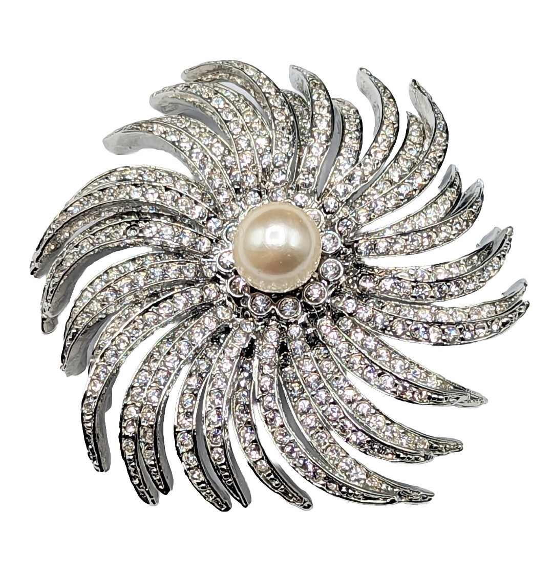 Vtg KJL Kenneth J Lane Crystal Rhinestone Faux Pe… - image 1