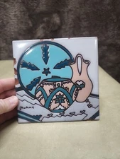 1990 Earthtones Southwest Pottery Decorative Ceramic Tile Trivet Wall Art 