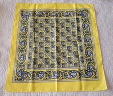 Vintage NEW Yellow Black White Paisley Bandana Cotton
