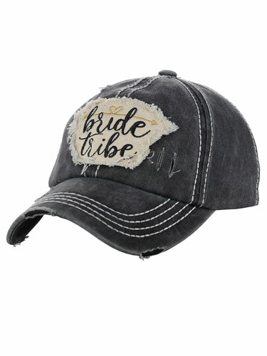 C.C Women's Distressed Vintage Embroidered 'Bride Tribe' Patched Baseball Cap - Picture 3 of 25