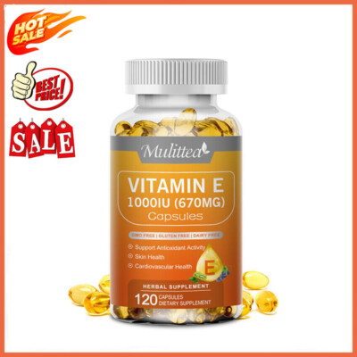 Vitamin E 1000 Iu 670mg Capsules - Supports Skin, Hair, Immune and Eye Health