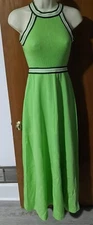 Vintage 70's Mod Maxi Dress Racerback Sleeveless Lime Green Sz 5 Womens Sporty