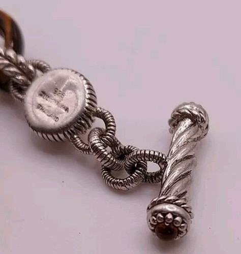 Judith Ripka 925 Silber Tigerauge & Citrin Knebelarmband 8" Beschreibung lesen - Bild 5 von 6