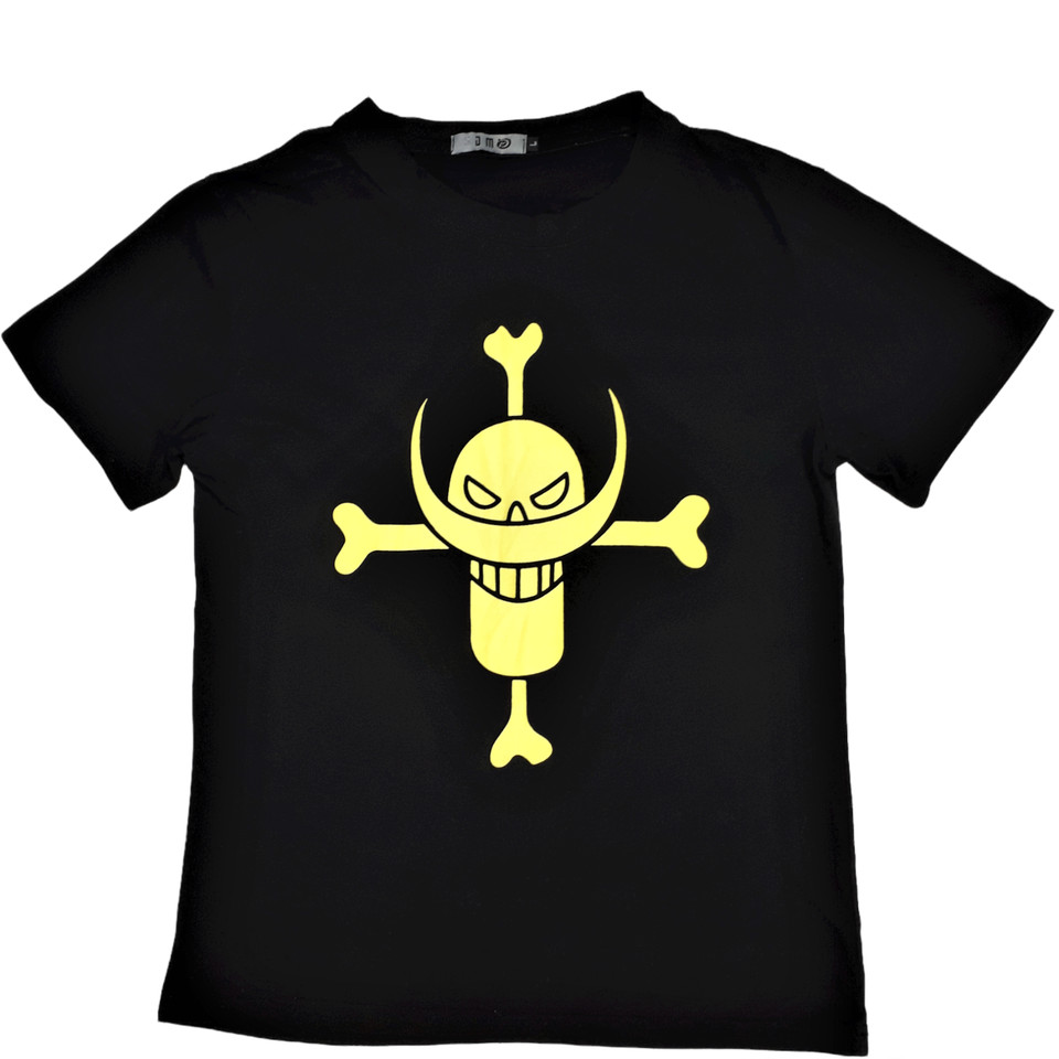 One Piece Pirate Whitebeard Flag Logo Yellow Womens Size Large Anime T-Shirt