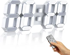 EDUP HOME 15" 3D LED Digital Wall Clock, 12/24H, Time/Date/Temperature, Nightlig