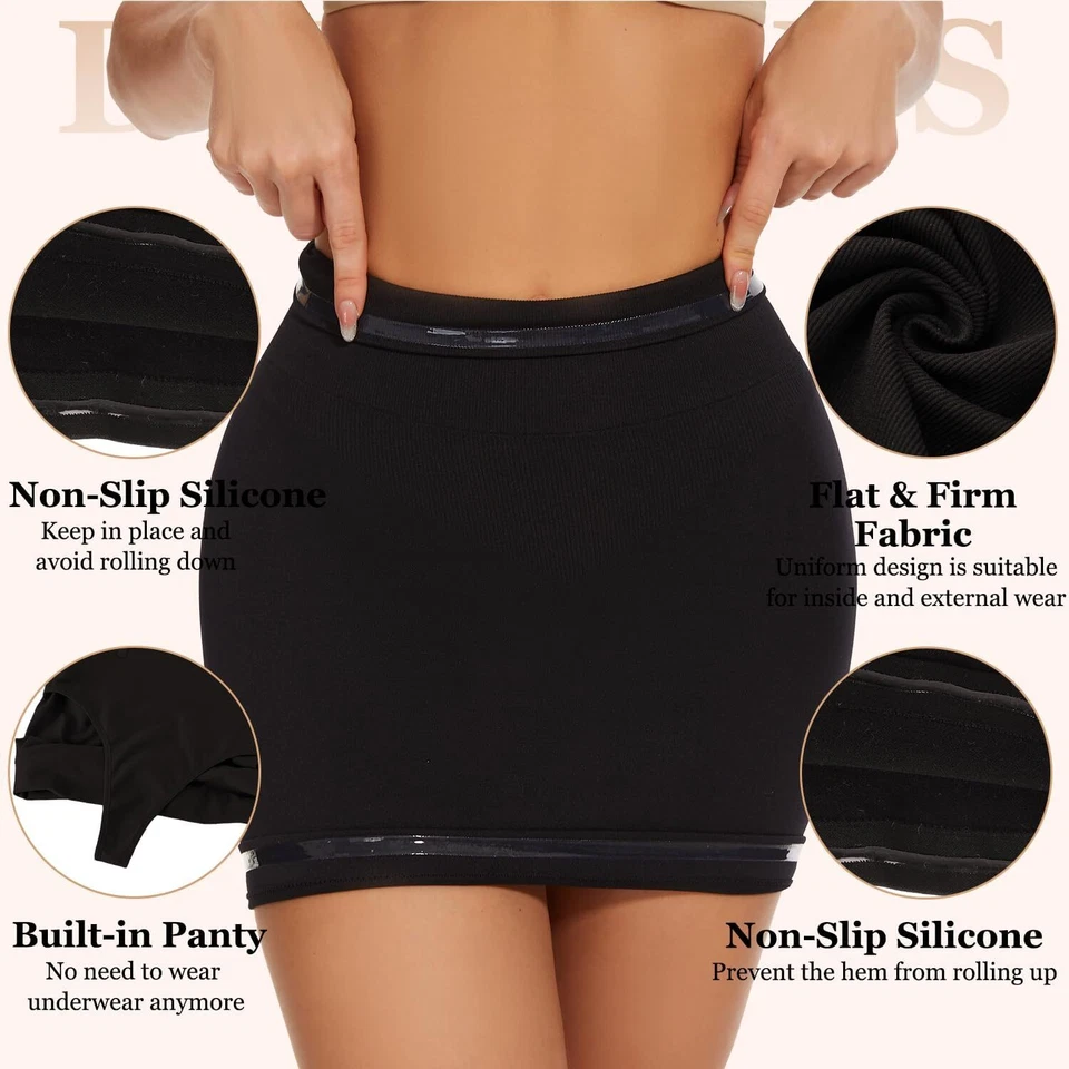 Womens High Waist Tummy Control Half Slip Skirt Tummy Control Dress Body Shaper - Image 3 of 4
