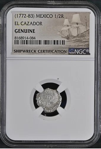 El Cazador Shipwreck 1/2 Real NGC Genuine Mexico Silver Coin Clashed 1772-83