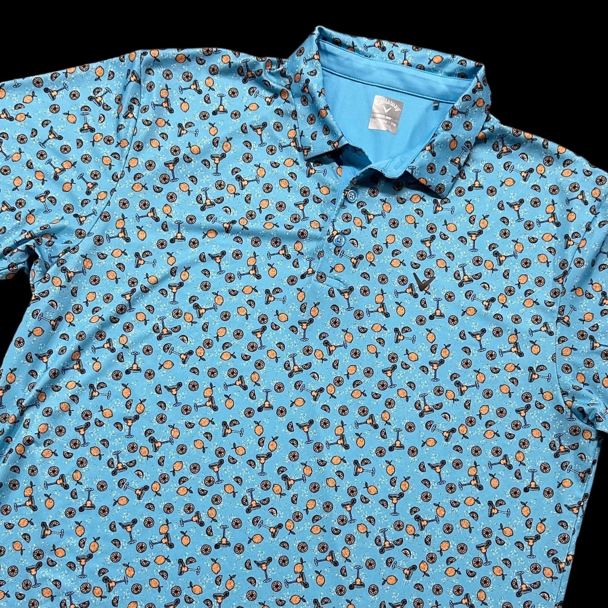 Callaway Golf Polo Shirt Mens Opti Dri XXL Margarita Blue Orange