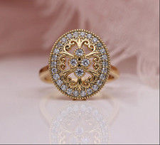 1Ct Round Cut Lab-Created Diamond Women's Engagement Ring 14K Yellow Gold Finish