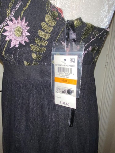 NWT Black Floral Embroidered INC INT'L CONCEPTS "Spring Romance" Maxi Dress - S - Picture 8 of 10