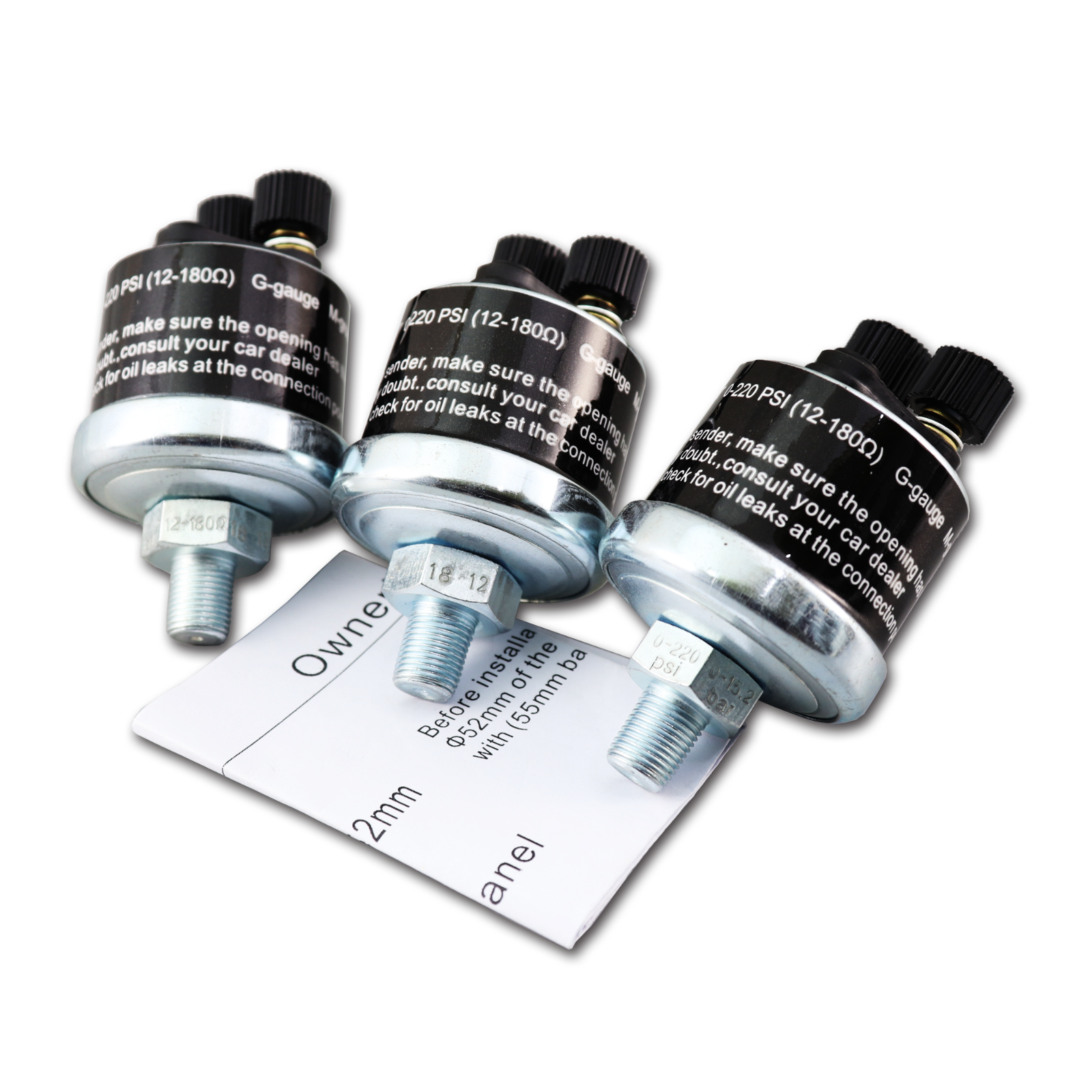 52mm Triple Air Pressure Gauge PSI Blue LED Air Ride Suspension with