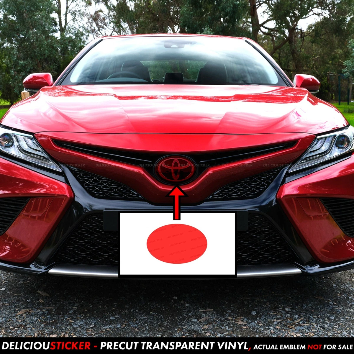 For Toyota Camry 2018 2024 Red Precut Tint Emblem Front Overlay