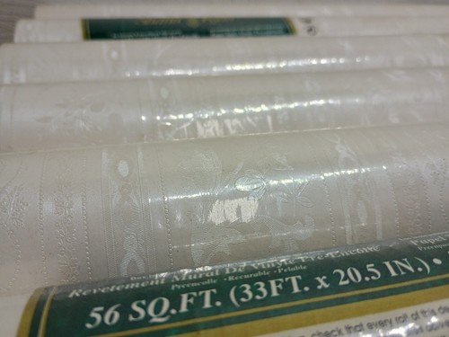 Vintage Shand Kydd Wallpaper NEW Sealed Embossed Floral Cream White - Picture 5 of 15