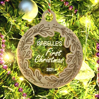 Personalisierte Baby erste Christbaumkugel 1. Weihnachtsdeko Plakette Geschenke