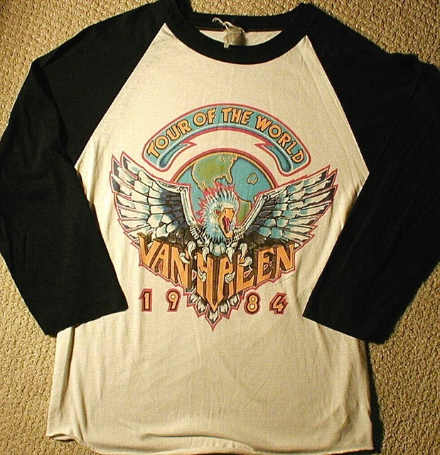 Vintage 1984 VAN HALEN Tour Band T Shirt Raglan Double Sided Size M AUTHENTIC | eBay