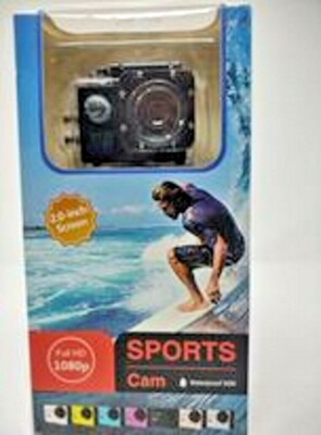 Waterproof Sports Cam Full HD 1080P On The Go Style With Attachments Black