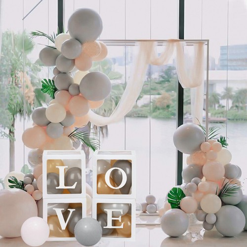 QUEEN Baby Shower Decorations Box Kit 4Pcs White Transparent Square