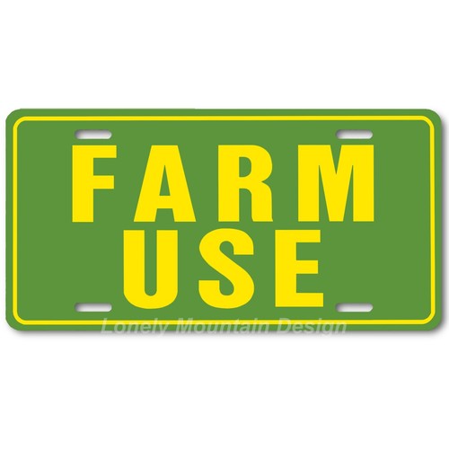 Farm Use Inspired Art Yellow on Green FLAT Aluminum Novelty License Tag