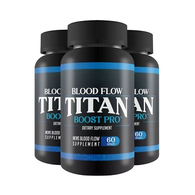 3   Pack Blood Flow Titan Boost Pro，180 Capsules，Mens Bloodflow Support