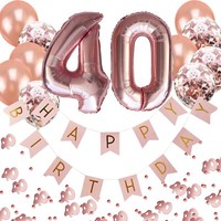40. Geburtstag Deko Set - Folien Luftballons 40 Girlande Konfetti Ballons Uvm.