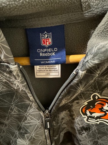 Cincinnati Bengals NFL Reebok Official Sideline Hoodie Jacket Womens L Grey Camo - Picture 3 of 3