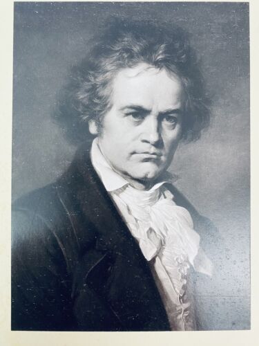 1887 antique phototype de Ludwig Van Beethoven d'après peinture allemande de Carl Jager - Photo 1/10