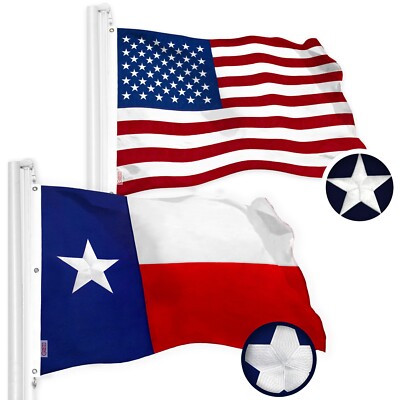 USA American Flag & Texas TX State Flag 5x8 FT Emb Spun Polyester