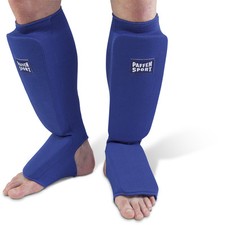 Paffen Sport Schienbeinschoner. Stoff, Kickboxen Muay Thai. Blau. XS-XL. IFMA