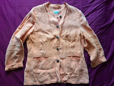 Lodenfrey Hemd. Jacke. Blazer. Gr. 44 Leinen. Orange. Knöpfe.