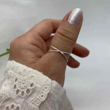 925 Sterling Silver Cross Minimalist Women Ring Handmade Thumb Ring AK527