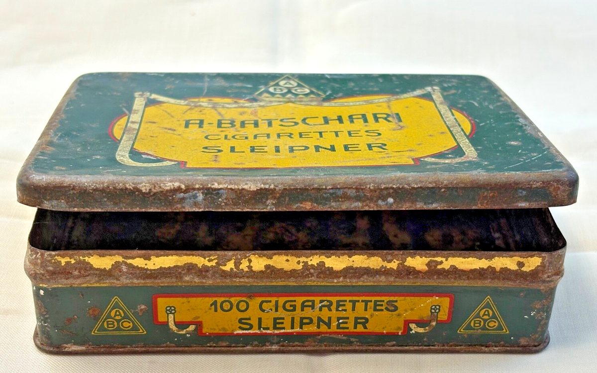 a batschari cigarettes Vintage - A. Batschari Cigarettes: 100 Sleipner Tin