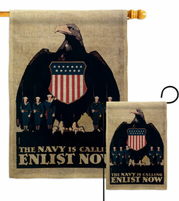 Calling Enlist Now Garden Flag Armed Forces Navy Small Gift Yard Banner