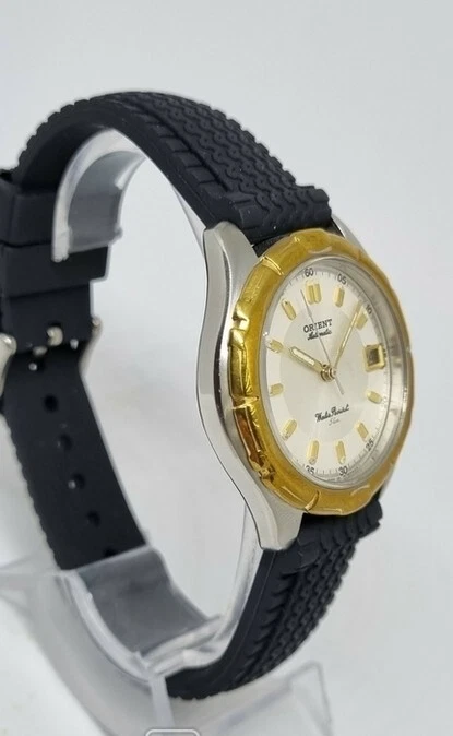 Reloj Vintage Orient Automático 5 Bar Fecha Hombres Muñeca Japón Correa Cuero 21J Raro Foto 2 de 4