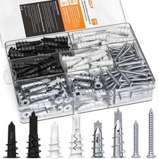 200 PCS Plasterboard Fixings with Screws & Metal Wall Plugs Heavy Duty Plaster