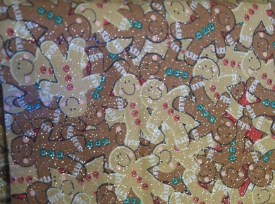 Sparkly Ginger Bread all over Christmas  fabric 35'' x 11'' small piece         N5