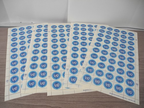 UN, Scott #149, 5 Bogen à 50 postfrische NH-Briefmarken, mit Bundesdruckerie Berlin in M