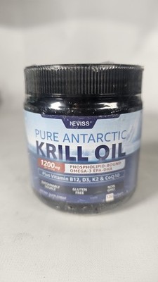 Pure Antarctic Krill Oil 1200mg Omega-3 EPA-DHA B12 D3 CoQ10 120 Softgels 12/28