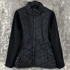 RBX Womens Size L Full Zip Snap Button Jacket Black Pockets Outdoora Lined