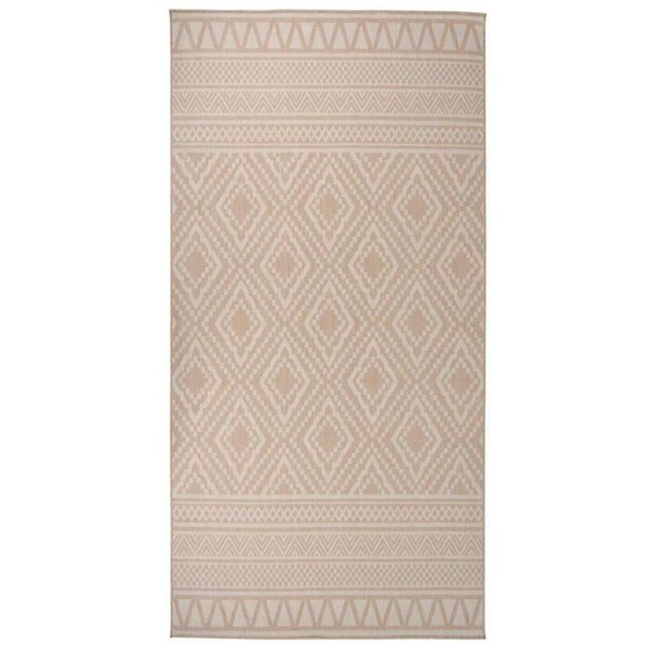 Outdoor-Teppich Flachgewebe 100X200 Cm Braun Gestreift-image