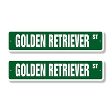 GOLDEN RETRIEVER Street Sign 2 Pack Metal Plastic dog puppy breeder pet yard