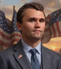 Charlie Kirk MAGA Christian Oil Painting Style Print AI Generated 8X10 Print