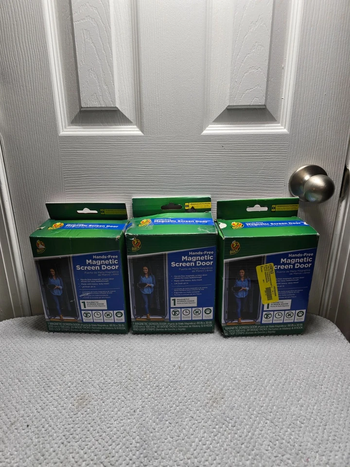 Lot of 3 Duck 86"x39" Hands-Free Magnetic Screen Door Mesh Bug Proof (CC) - Imagem 2 de 4