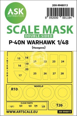 Maski - Curtiss P-40N Warhawk dwustronna maska malarskaHobby2000 200-M48013 1/48