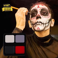 Face Painting Kit - Black, White, Red, Gray Face Paint Crayons for Halloween, Cl