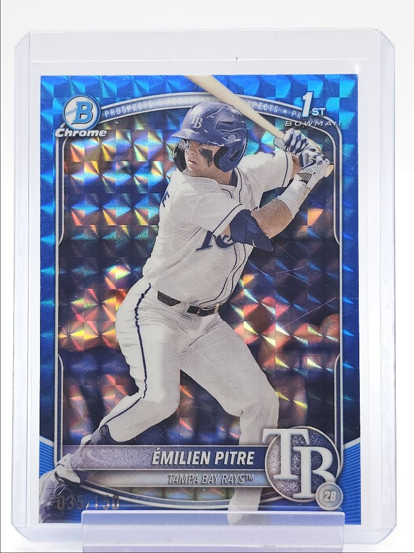 EMILIEN PITRE 2025 BOWMAN CHROME 1ST BLUE GEOMETRIC REFRACTOR /150 Q3791
