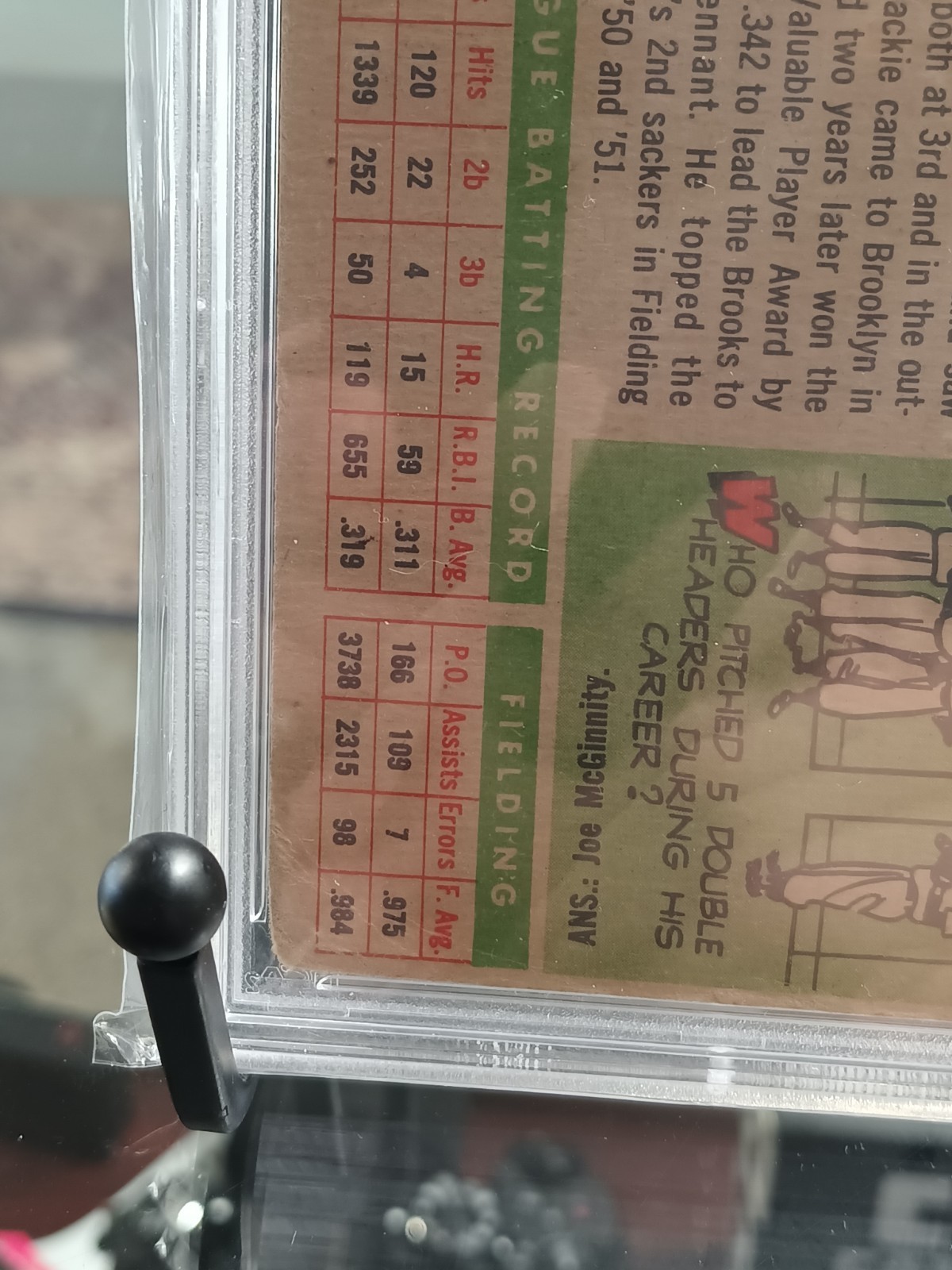 1955 Topps - Jackie Robinson #50 Diamond Missing Small Part by "D" in Dodgers view 10